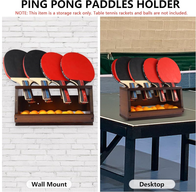 Onemacc Ping Pong Paddle Holder, Ping Pong Paddle Storage Rack Hold 8 Rackets, 2-in-1 Wall Mount & Countertop Table Tennis Holder for Garage, Game Room, Bar and Men Cave - Image 2
